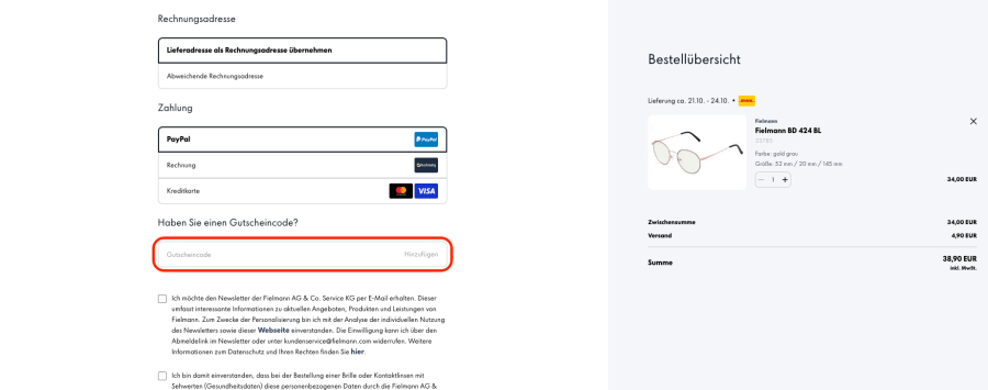 Box für Fielmann rabattcode